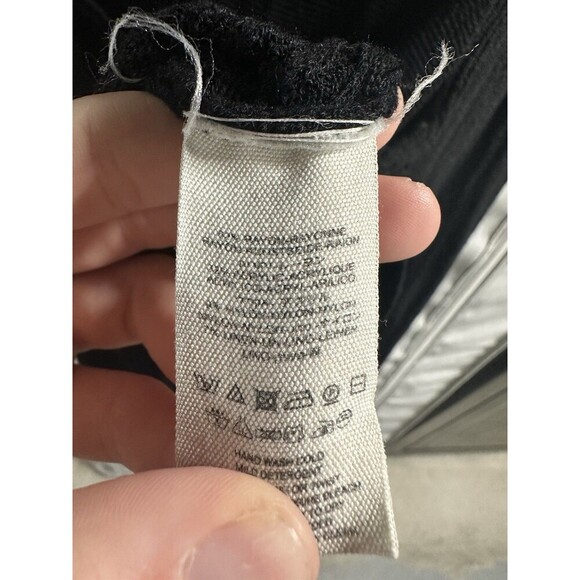 Free People Criss Cross Front Sweater Size M Hi Lo Hem‎ Slit Sleeve Cuffs Black - Picture 5 of 8